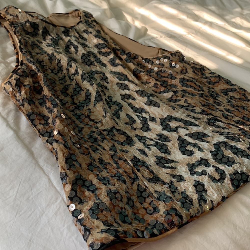 Sequins cheetah print high neck tank top - Picture 2 of 4
